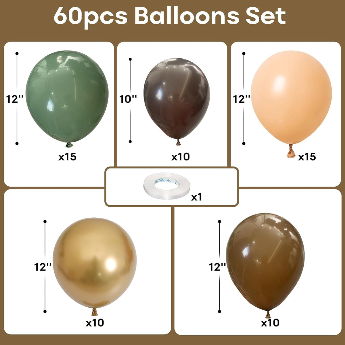 Sage Green Brown Balloons - Sage Green Brown - image 2