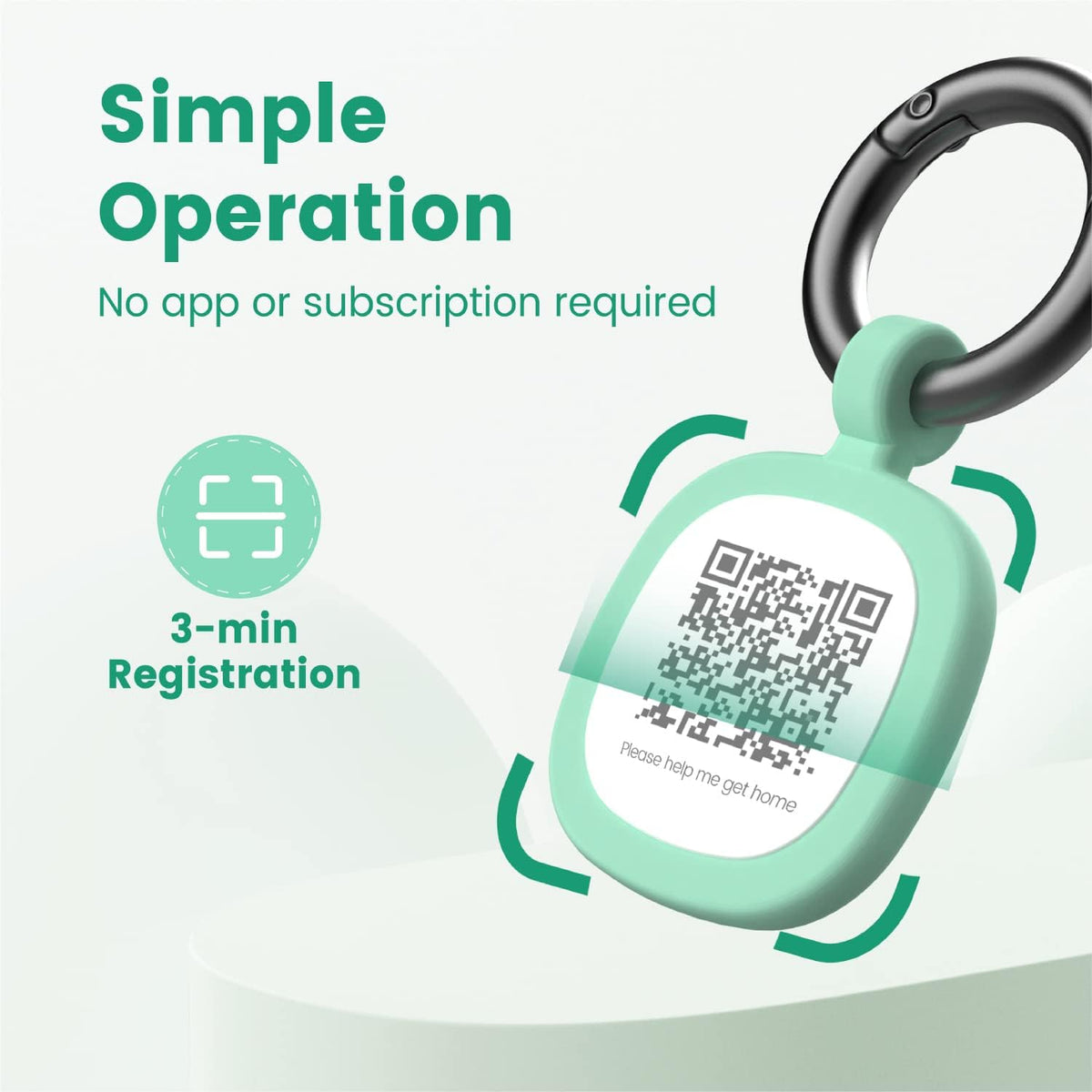Pawaii Dog ID Tag, Silent Silicone QR Code Tag, Scan Alerts - Green - image 4