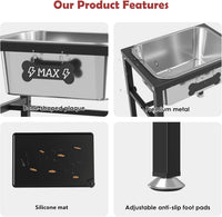 1.2 Gallon Elevated Large Dog Water Bowl with Mat - Black-2.8 gal & mat / Height: 9.4-14.2" - image 4
