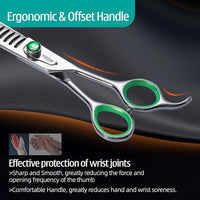 Professional Chunkers Shears for Dogs 7 inch Thinning Shears for Dogs Cats Pet Grooming Scissors Japanese 440C Stainless Steel 70% Thinning Rate 18 Teeth Green Clover