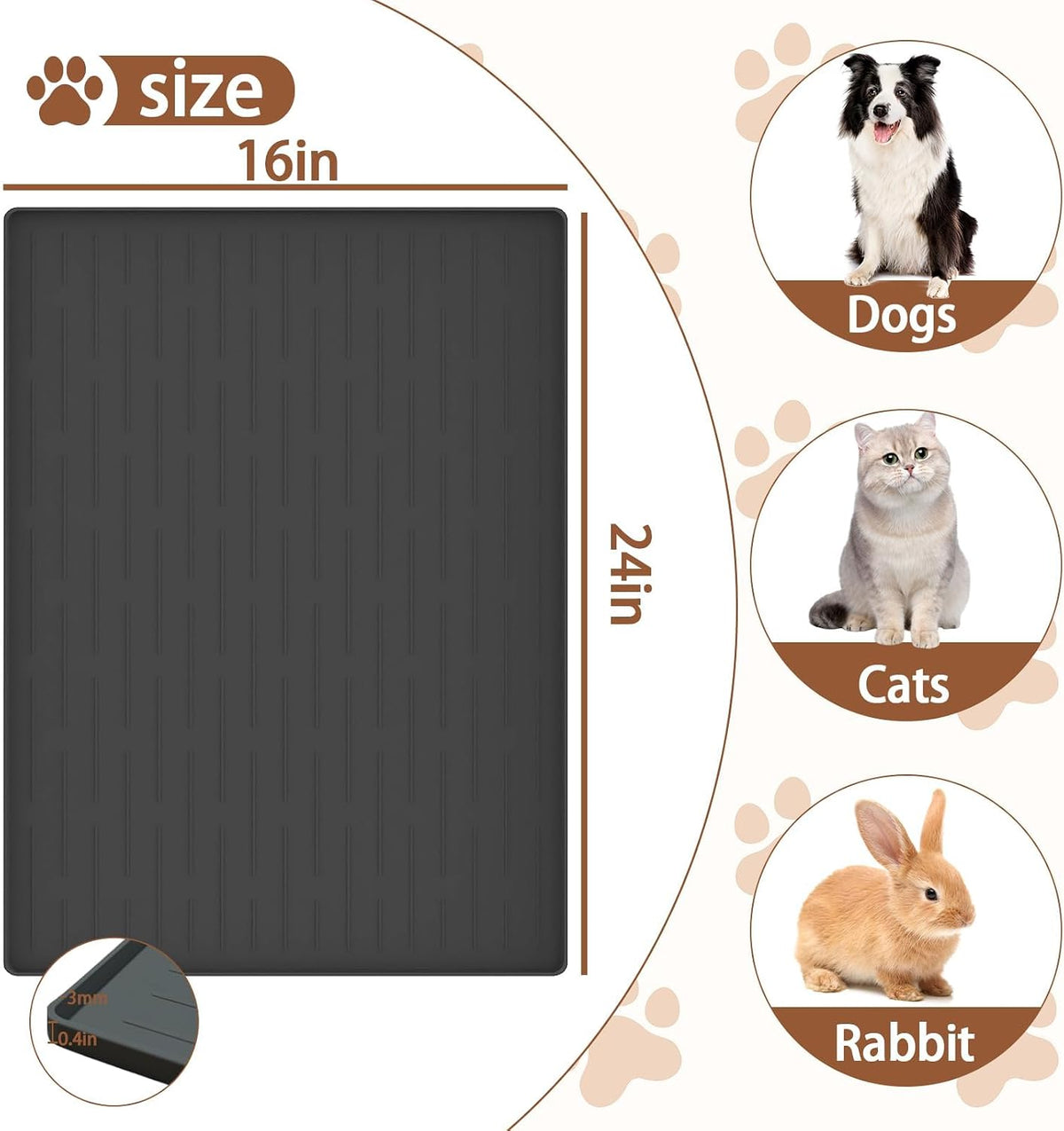 51.2"x25.6" Largest Dog Food Mat - Dark Green / 24"L x 16"W - image 2