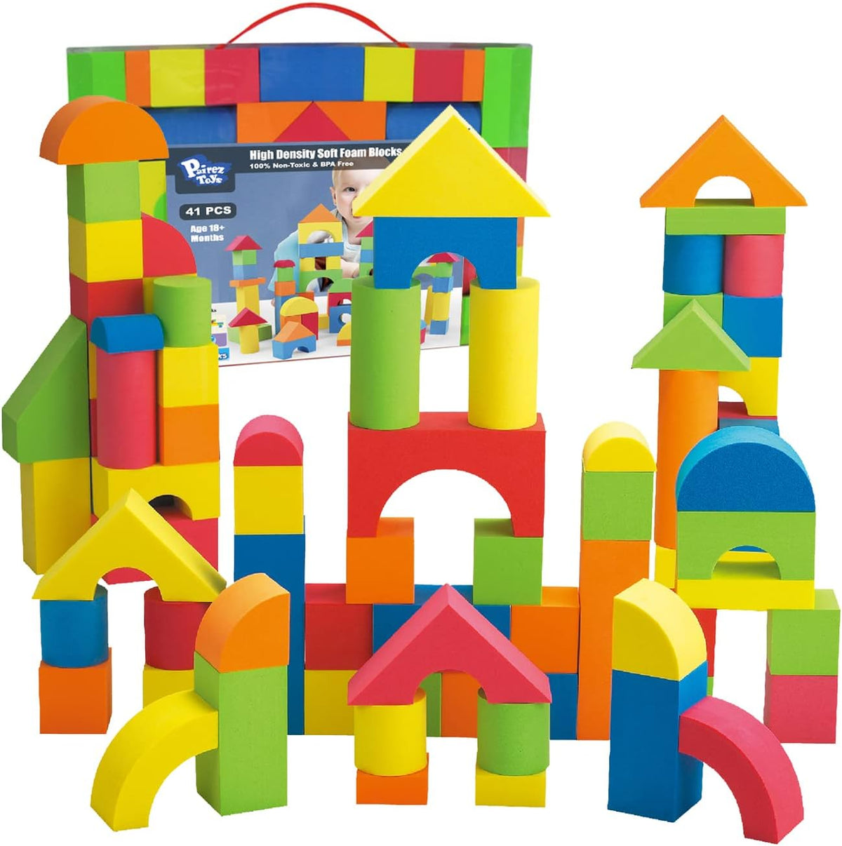Pairez Toys Foam Building Blocks for Toddlers 2-4 - Multicolor - 41 Pieces