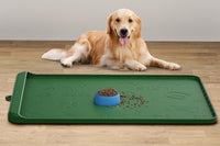 Dog Food Mat 36"x24" - Silicone Dog Mat for Food and Water Large Pet Feeding Mats with Residue - Khaki Green / 36"L x 24"W