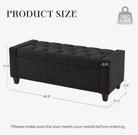 Ottoman with Storage, 48.8" Fabric Storage Ottoman Bench with Hinge, Bedroom Bench, Upholstered Benches with Seating for Living Room, Entryway (Dark Grey)