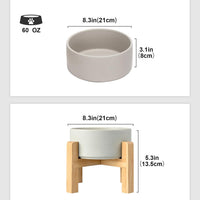 SPUNKYJUNKY Ceramic Elevated Dog Bowls 2 Pack - Large - 7.6 CUPS*2 / Grey - image 2