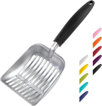 Cat Litter Scoop, Aluminum Alloy Sifter, Kitty Metal Scooper - Small / FLAT Aluminum \ #06 Black Handle