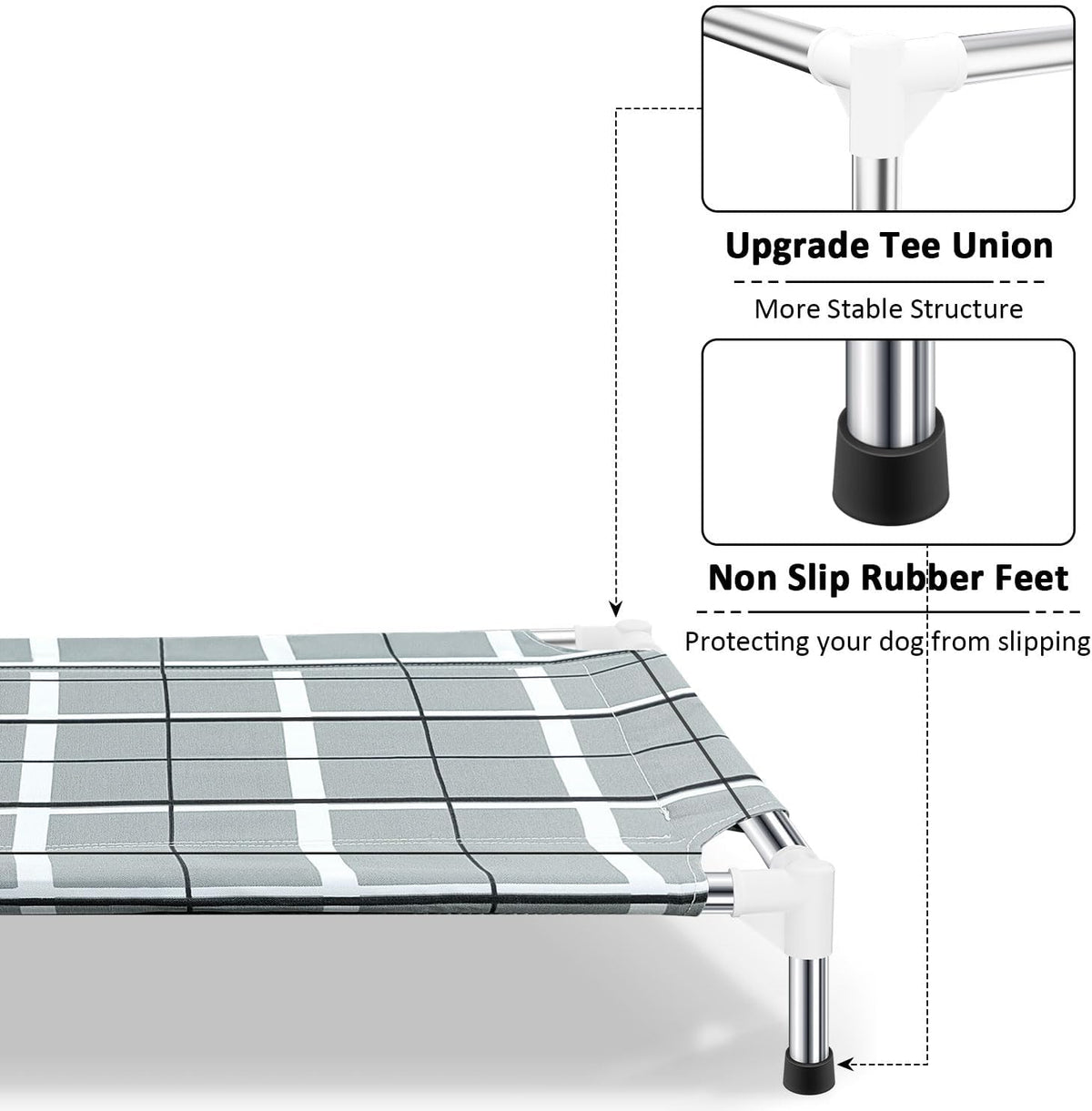 Elevated Dog Bed, Raised Cooling Lifted Dog Cot for Indoor & Outdoor – Essentials for Dogs - Grey / (M-):34'' x 20'' x 6'' - image 2