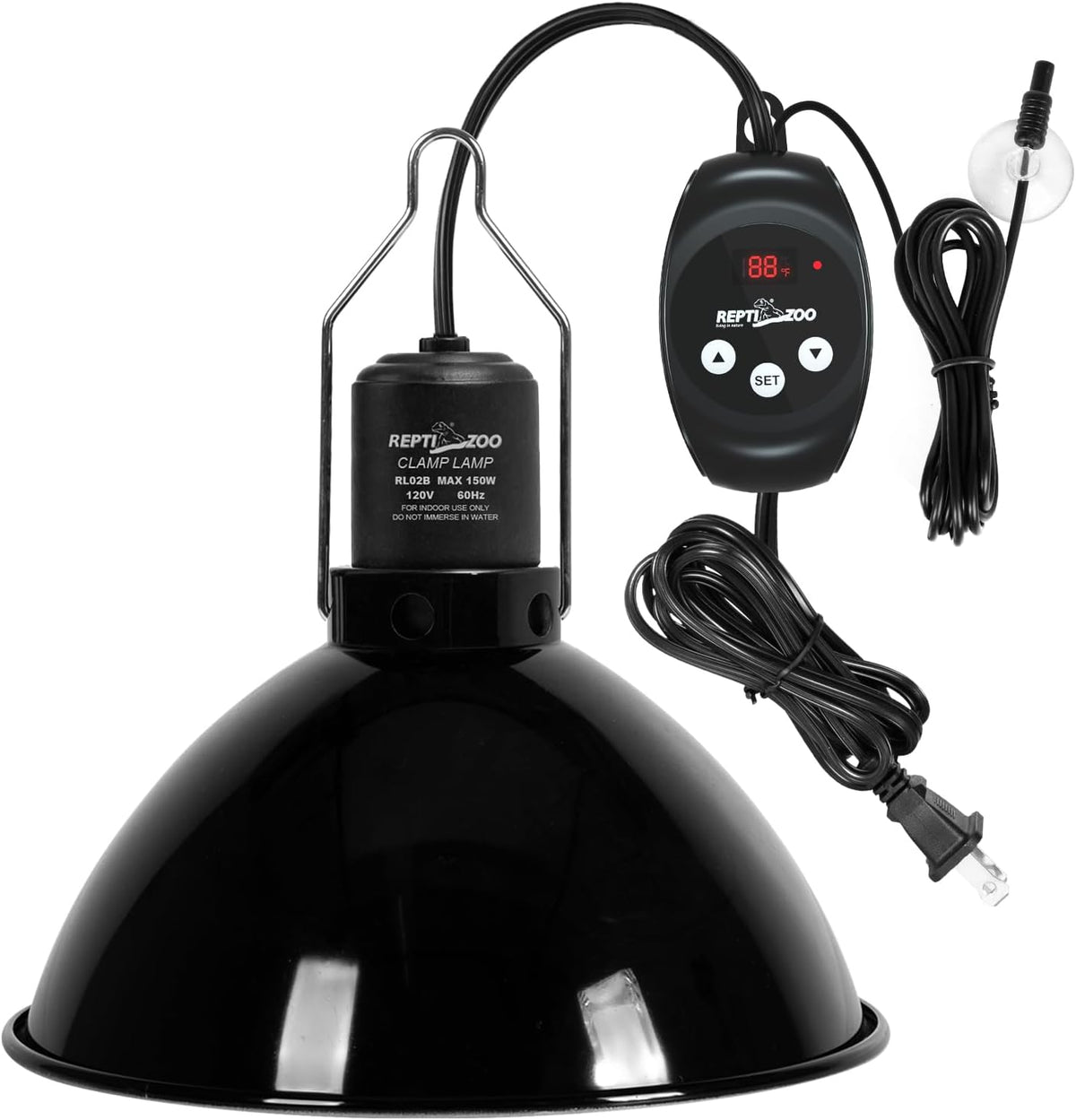 REPTI ZOO Reptile Light Fixture with Dimming Thermostat - 8.5 Inch