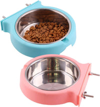 2PCS Stainless Steel Dog Bowls Set Removable Puppy Food and Water - 2 PCS / Standard (Blue, Pink)