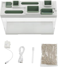 Modern Acrylic Betta Fish Tank Aquarium Kit with LED Lighting and USB Charging Ports 20 Gallon Small Fish Tank for Home Office Decor, Ideal for Living Rooms, bedrooms (White)