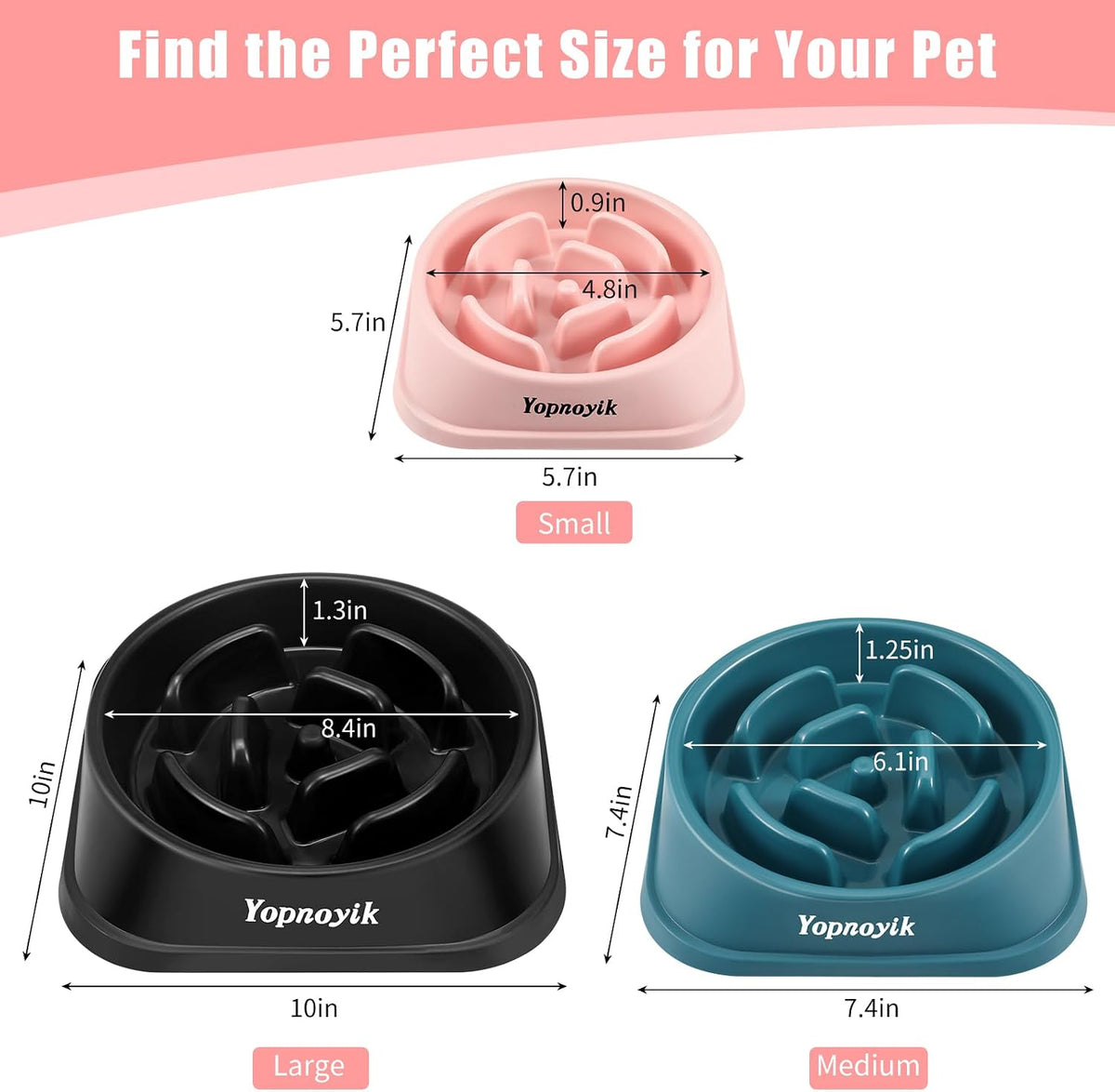 2 Pack Slow Feeder Dog Bowls for Medium Dogs & Cats – Essentials for Dogs - Small / Black and Pink - image 2