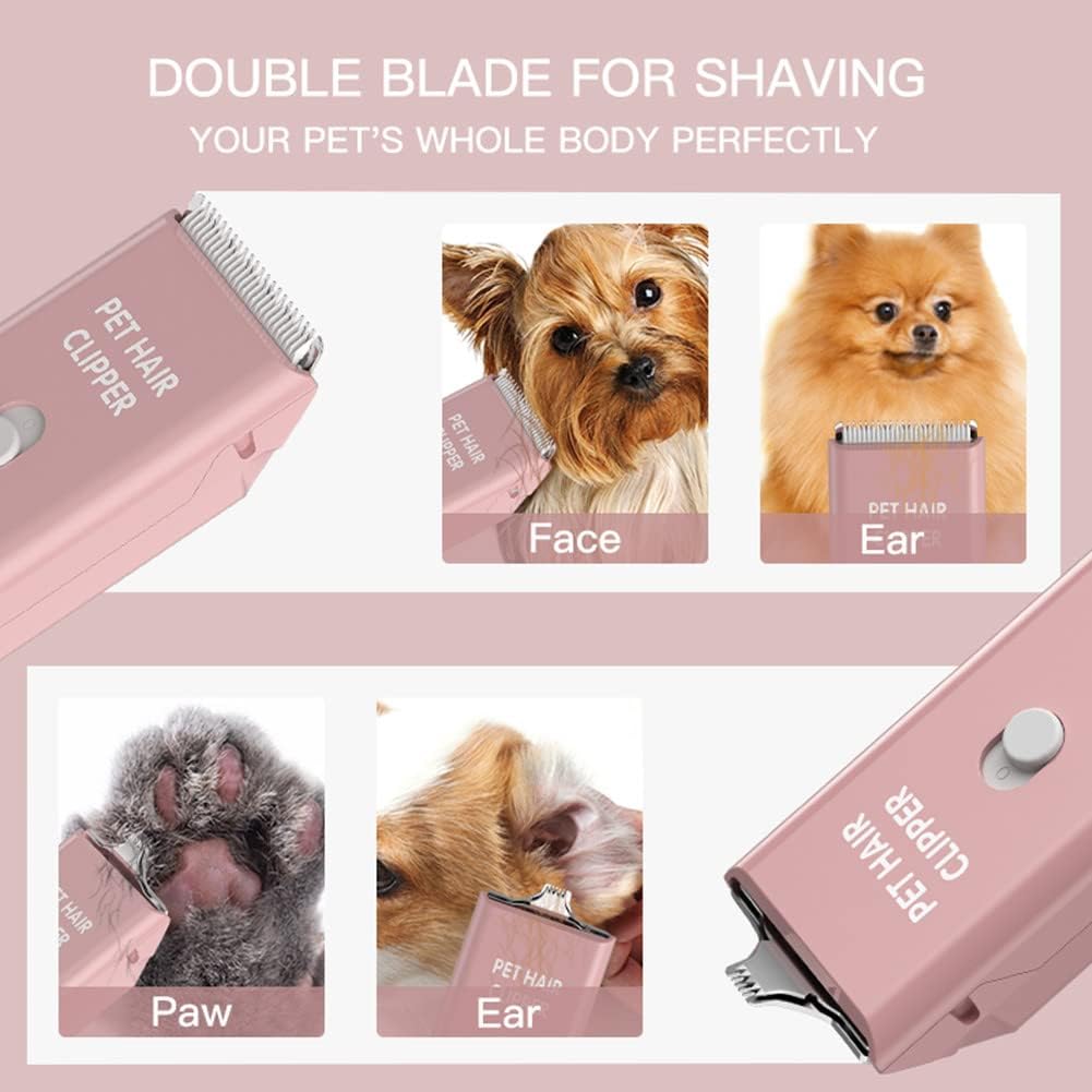 Dog Clippers,Quiet Washable USB Rechargeable Cordless Dog Grooming Kit,Electric Pets Hair Trimmers - Pink Feet Trimmer - image 2