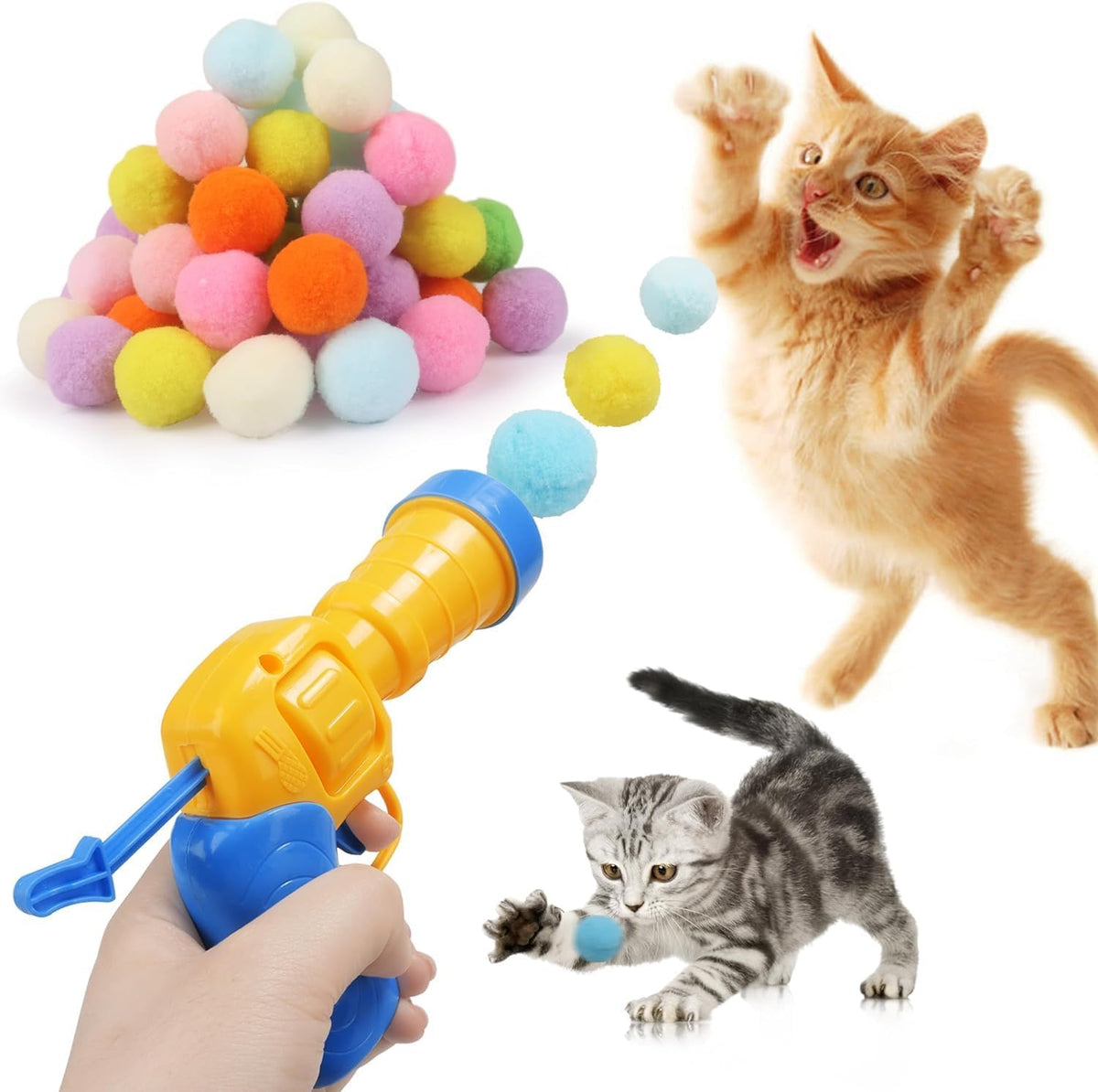 Mewlmart Interactive Cat Toys for Indoor Cats Pink Cat Pom Pom Balls - 100 Pcs