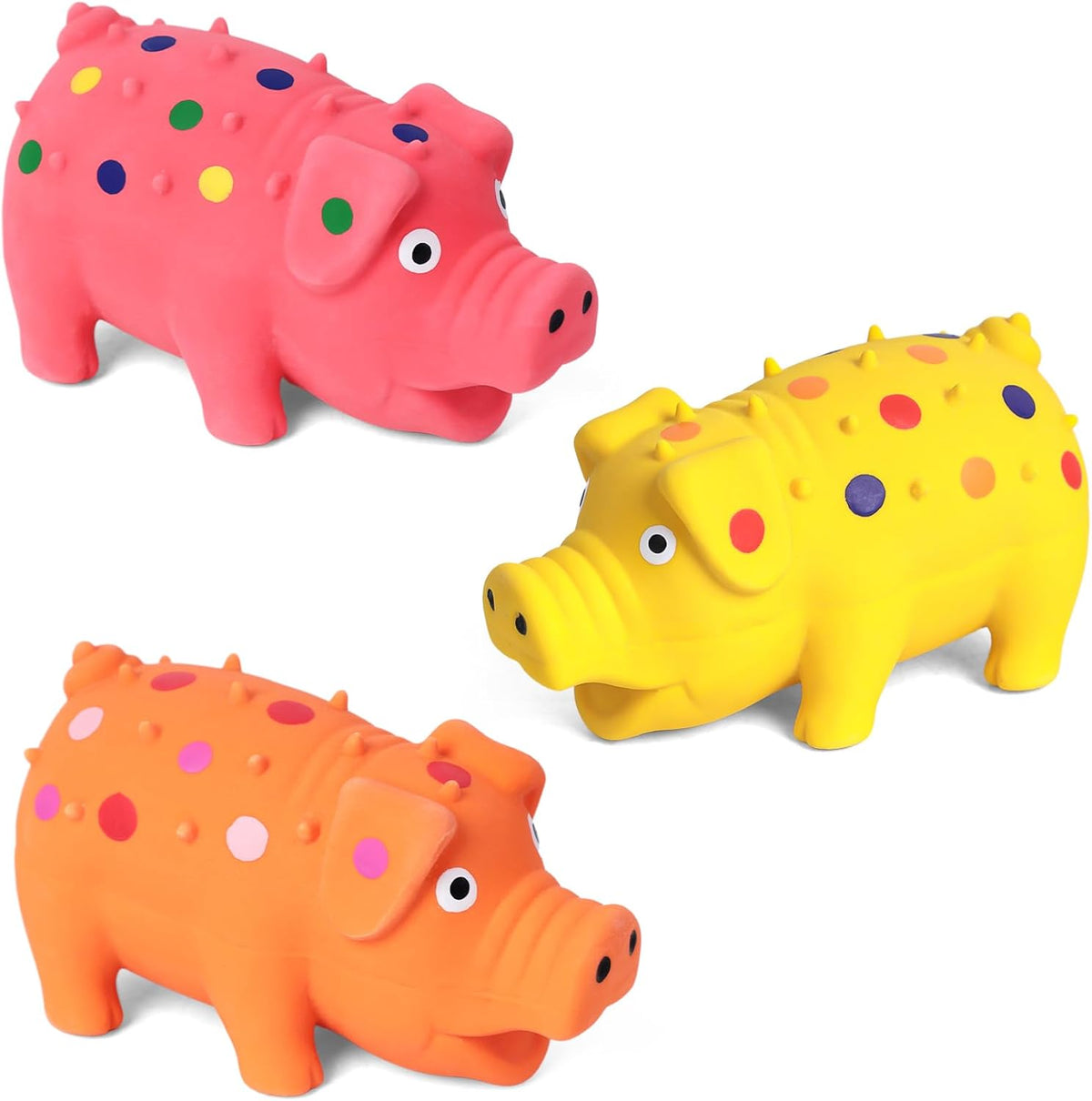 3 PCS Squeaky Latex Grunting Pig Dog Toys