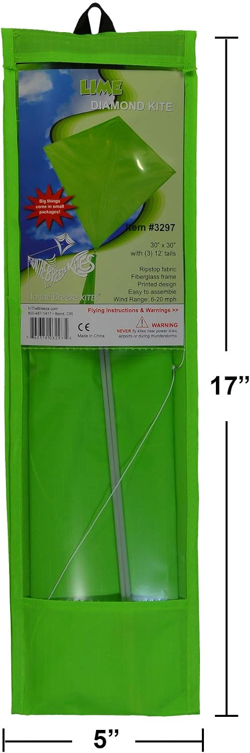 In the Breeze 3325, Coconut 30 Inch Diamond Kite, Solid White - Lime - image 3