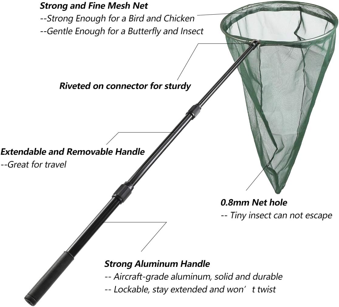 Professional Insect and Butterfly Net with 14" Stainless Ring - image 3