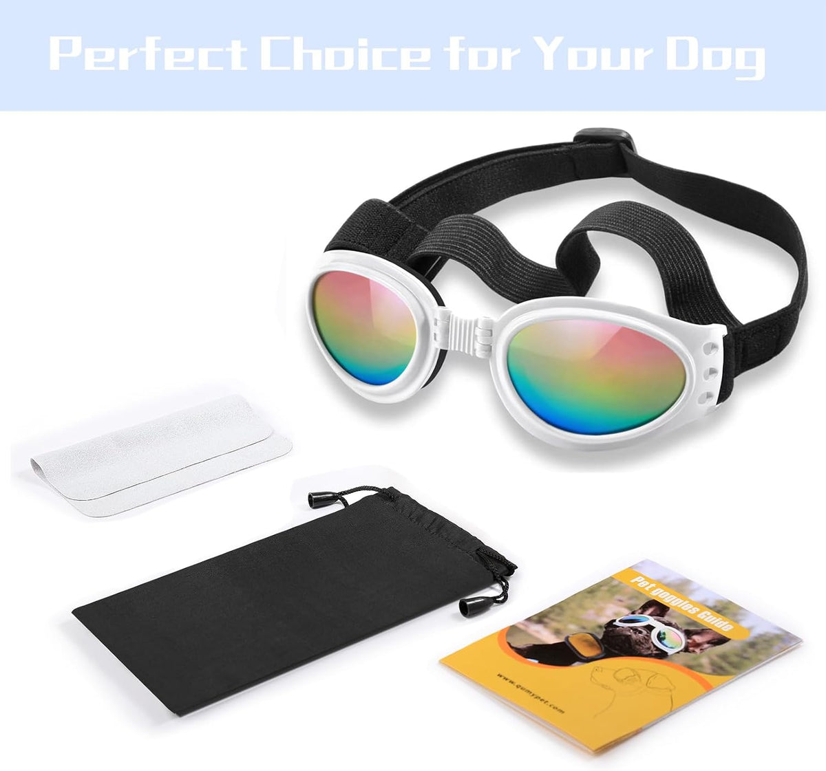 QUMY Dog Sunglasses Dog Goggles for Medium Large Breed Dogs Eye - White - image 2