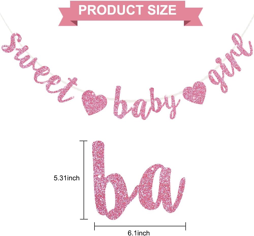 BEISHIDA Pre-Strung Glitter Champagne Girl Baby Banner Baby Shower - pink - image 2