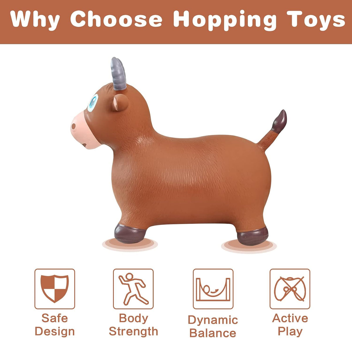 HotMax Bouncy Cow Hopping Horse Toys - Brown Cow - image 3