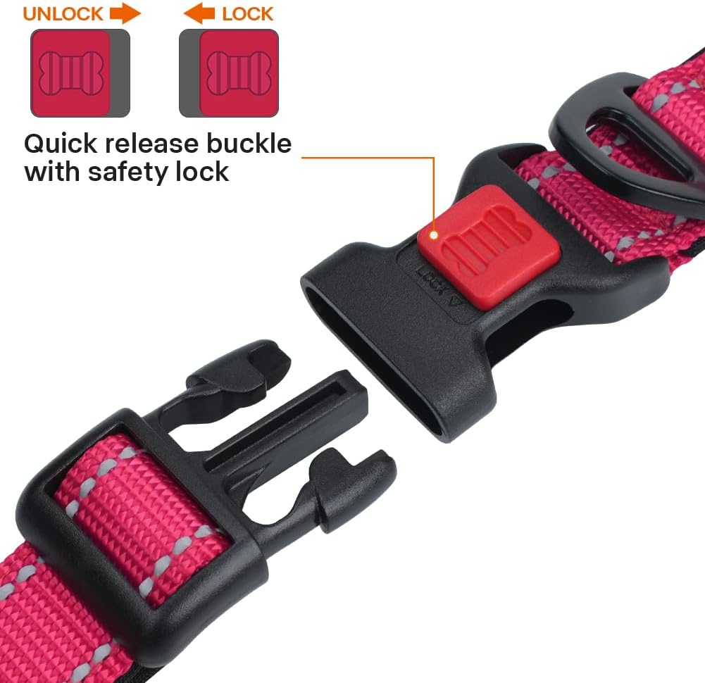 Taglory Reflective Large Dog Collar - Hot Pink / Large (Pack of 1) - image 3
