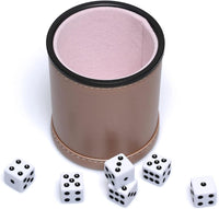Felt Lined PU Leather Dice Cup Set with 6 Dot Dices – Fun for Kids & Family - Rosegold - image 3