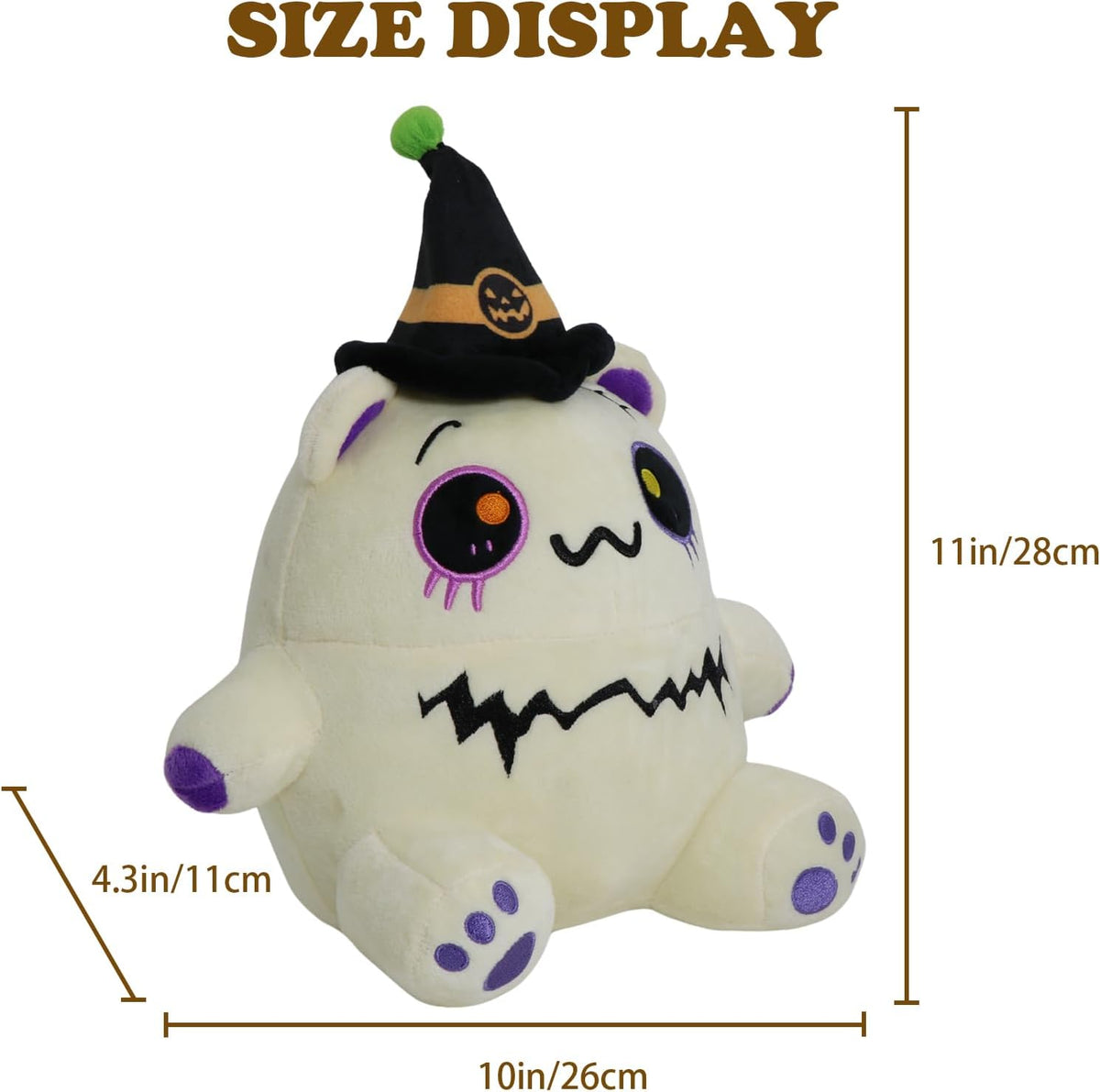 CAIYUEGG reversible Halloween plush showing bat ghost and pumpkin sides - view 3