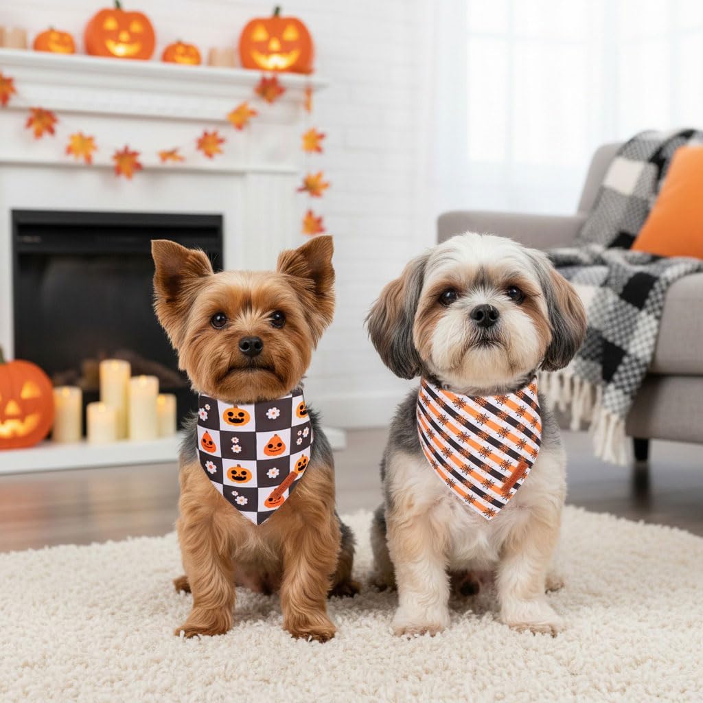 ADOGGYGO Pink Halloween Dog Bandanas Girl - Small / Halloween Checker - image 3