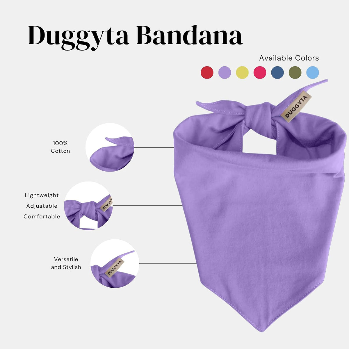 Premium Solid Olive Dog Bandana - Purple / Small - image 3