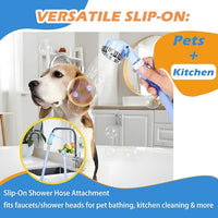 Slip-On Shower Hose Attachment with 6 Ft Hose - Faucet & Tub Faucet Adapter for Pet Bathing, Kitchen Sink, Portable Handheld Shower Head (Crystal Blue)