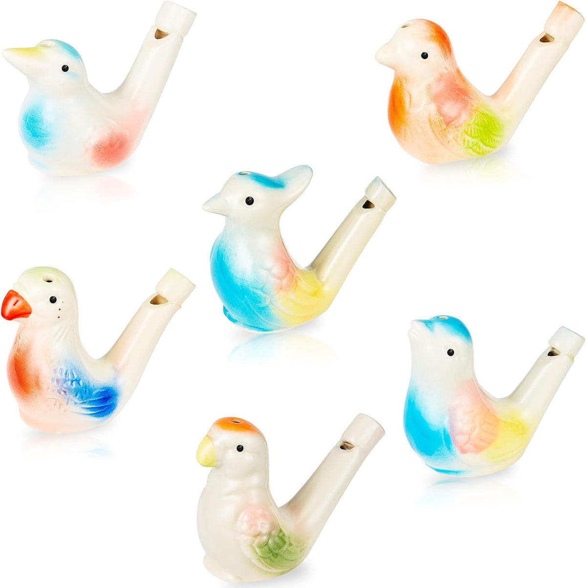 Gejoy 6 Pcs Bird Water Whistles Ceramic Bird Call Warbling Water - 6 / Timeless