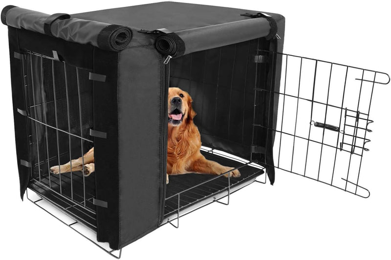 Dog Crate Cover, Double Door Breathable Crate Cover, Black - 30.0"L x 19.0"W x 21.0"H