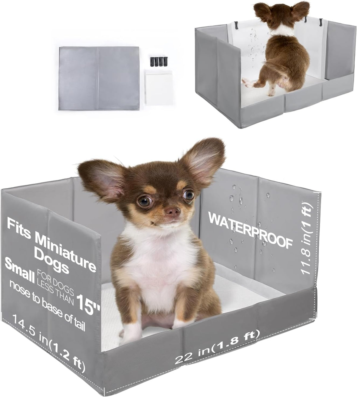 HQ4US 4LEGS Dog Litter Box Indoor High Walls - Grey / Small for Dog＜ 15" Length