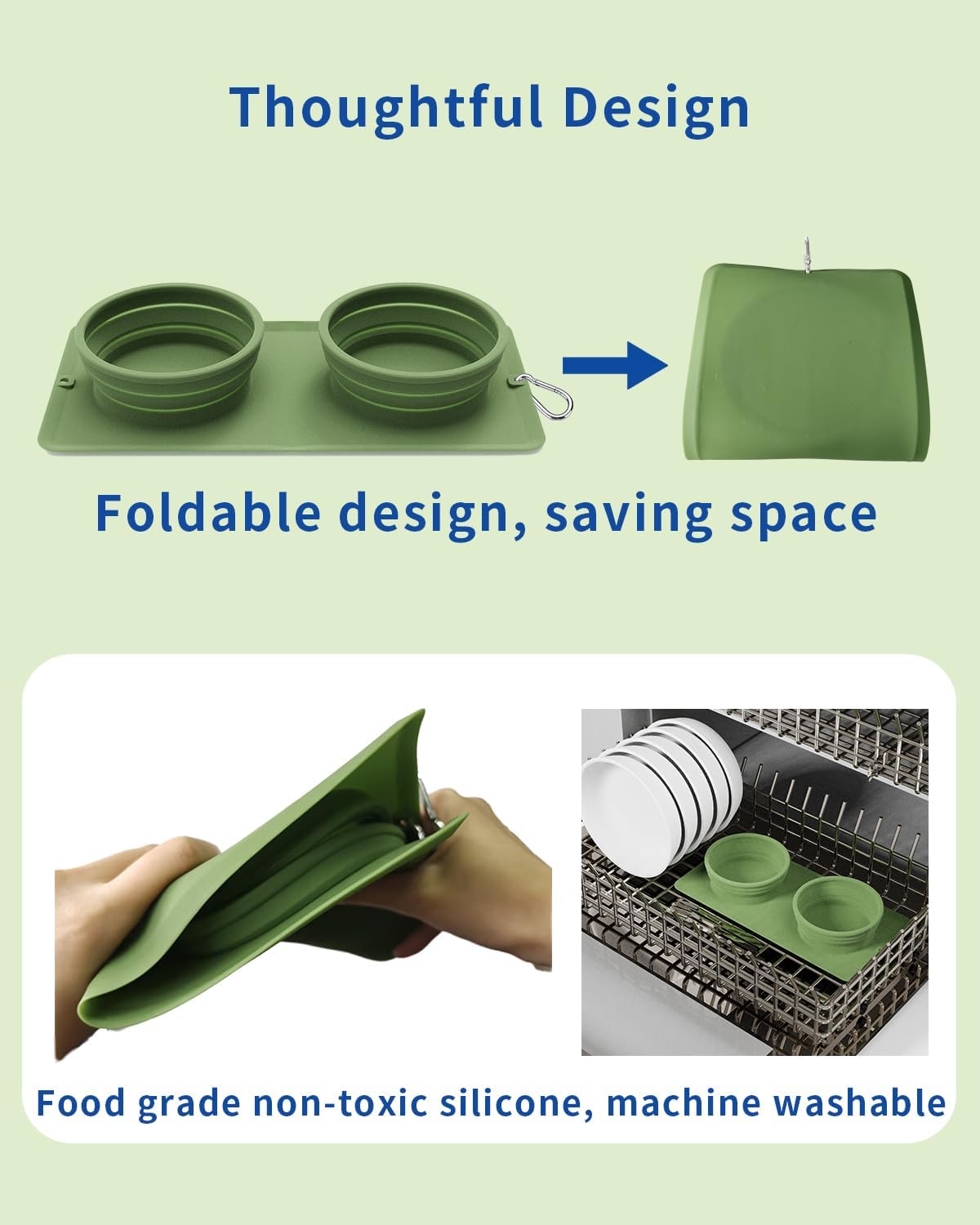 Collapsible Portable 2-in-1 Dog Bowl - Green - image 4