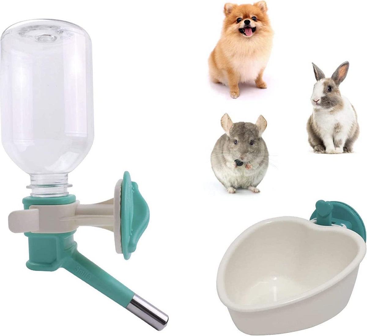 Choco Nose Patented No-Drip Dog Water Bottle/Feeder for Dogs/Cats - C528 Aqua Dish Set / Rabbits-Chinchillas-Toy Dogs-10.2 fl.oz