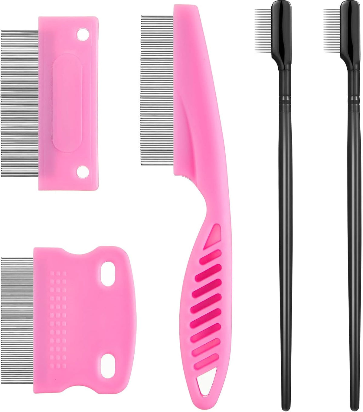5 Pieces Dog Eye Combs Tear Stain Remover Combs Pet Grooming Comb - Pink, Black