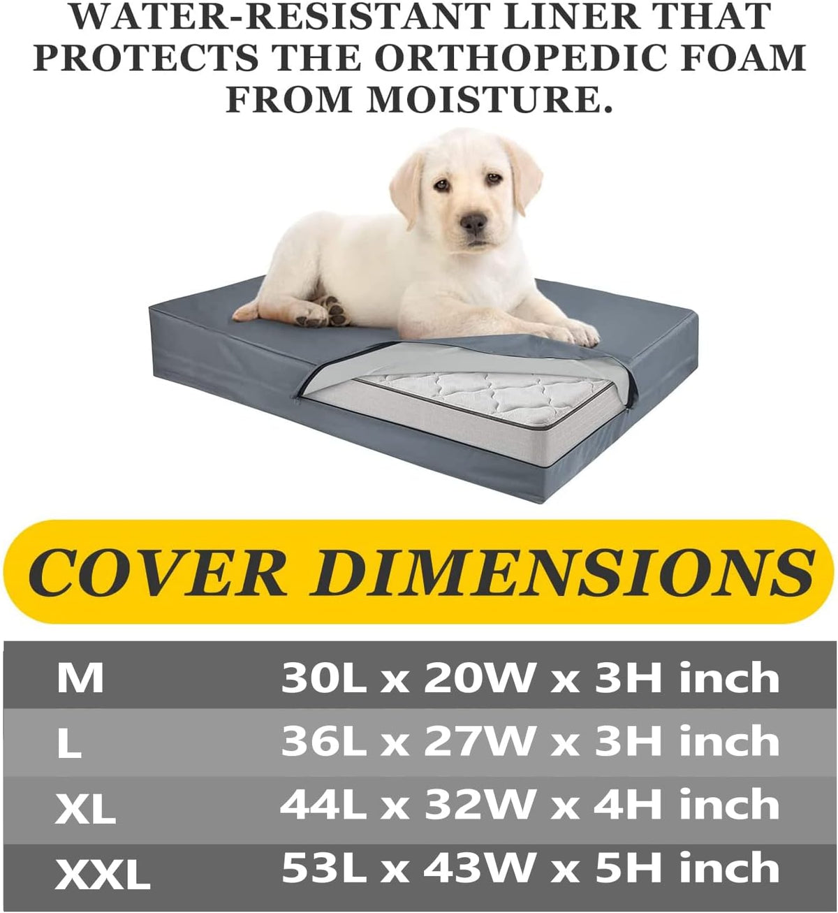Dog Bed Covers 53L × 43W × 5H Inch Washable Grey Thickened Waterproof - Large-36" L × 27" W × 3" H / Grey - image 2