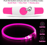 Led Dog Collar, BSEEN USB Rechargeable Flash Light up Dog Collar – Essentials for Dogs - Pink - image 2