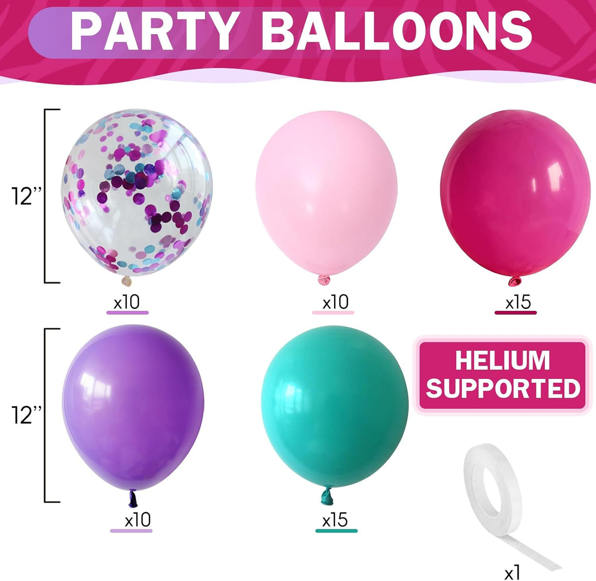 Pastel Balloons Whimsical Christmas Rainbow Colorful Birthday Balloon – Fun for Kids & Family - Hot Pink Teal Purple - image 2