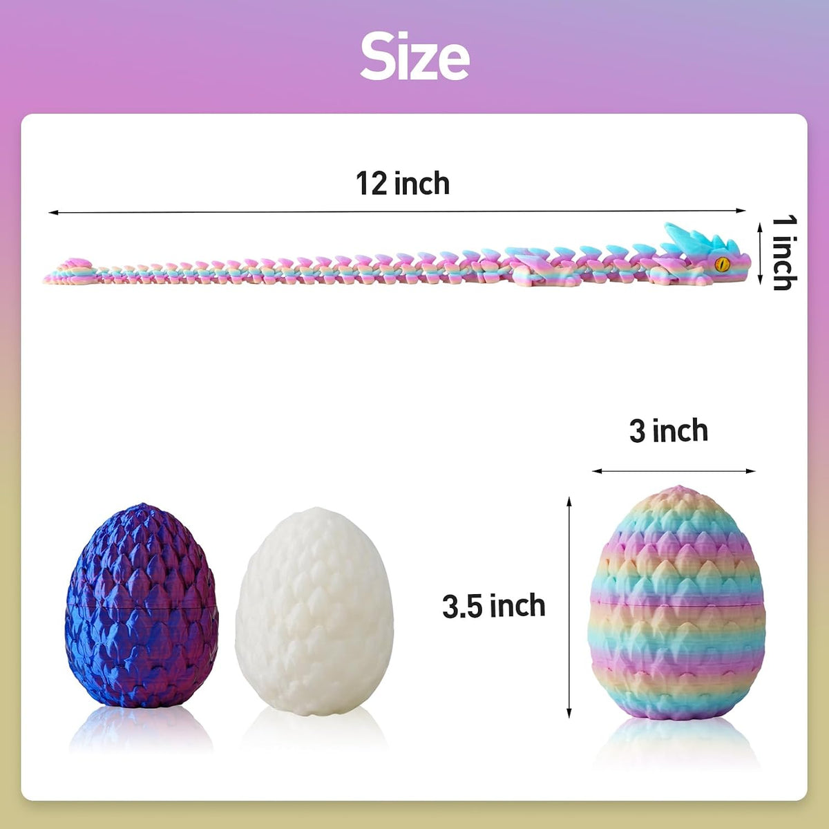 3D Printed Dragon Eggs with Dragon Inside - Random Rainbow - image 3