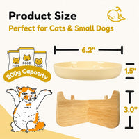 2 Pcs Cat Slow Feeder Bowl - Buttercream with Stand / 6.2'' - image 2