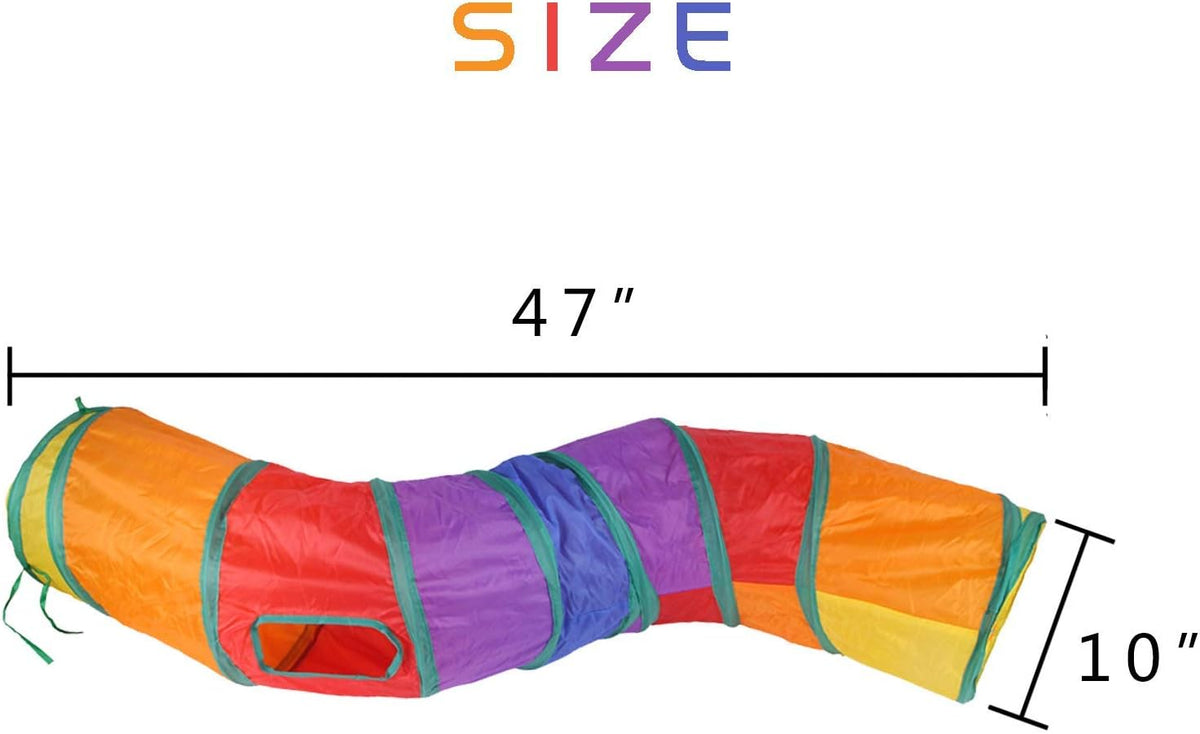 iCAGY Cat Tunnel Toys for Indoor Cats Kittens Rabbits - 47" (Shape S) / Rainbow - image 4