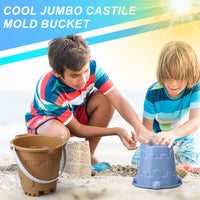 Anzmtosn castle sand buckets 3 pack, 7 inch green and blue beach pails with handles - view 10