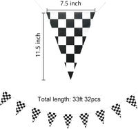 Piokio 100ft Black and White Checkered Flag Banner – Fun for Kids & Family - Black and White / 7.5x11.5 Inch(33ft) - image 2
