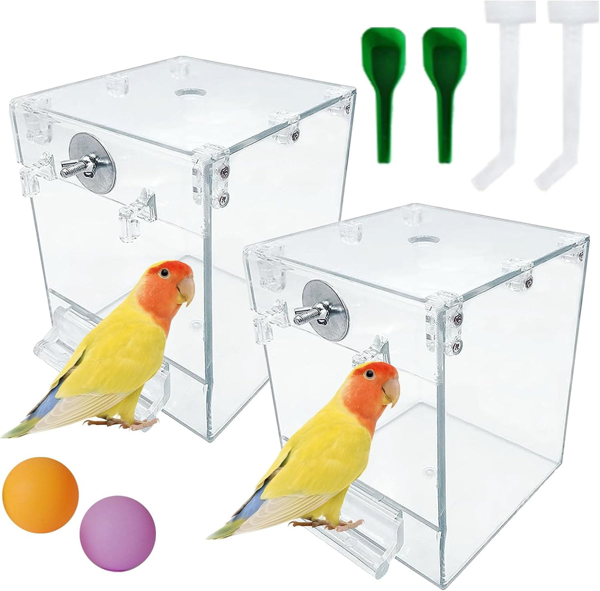 Acrylic Bird Cage Bath Box - 【2Pcs】 / 【White：2PcsType1】