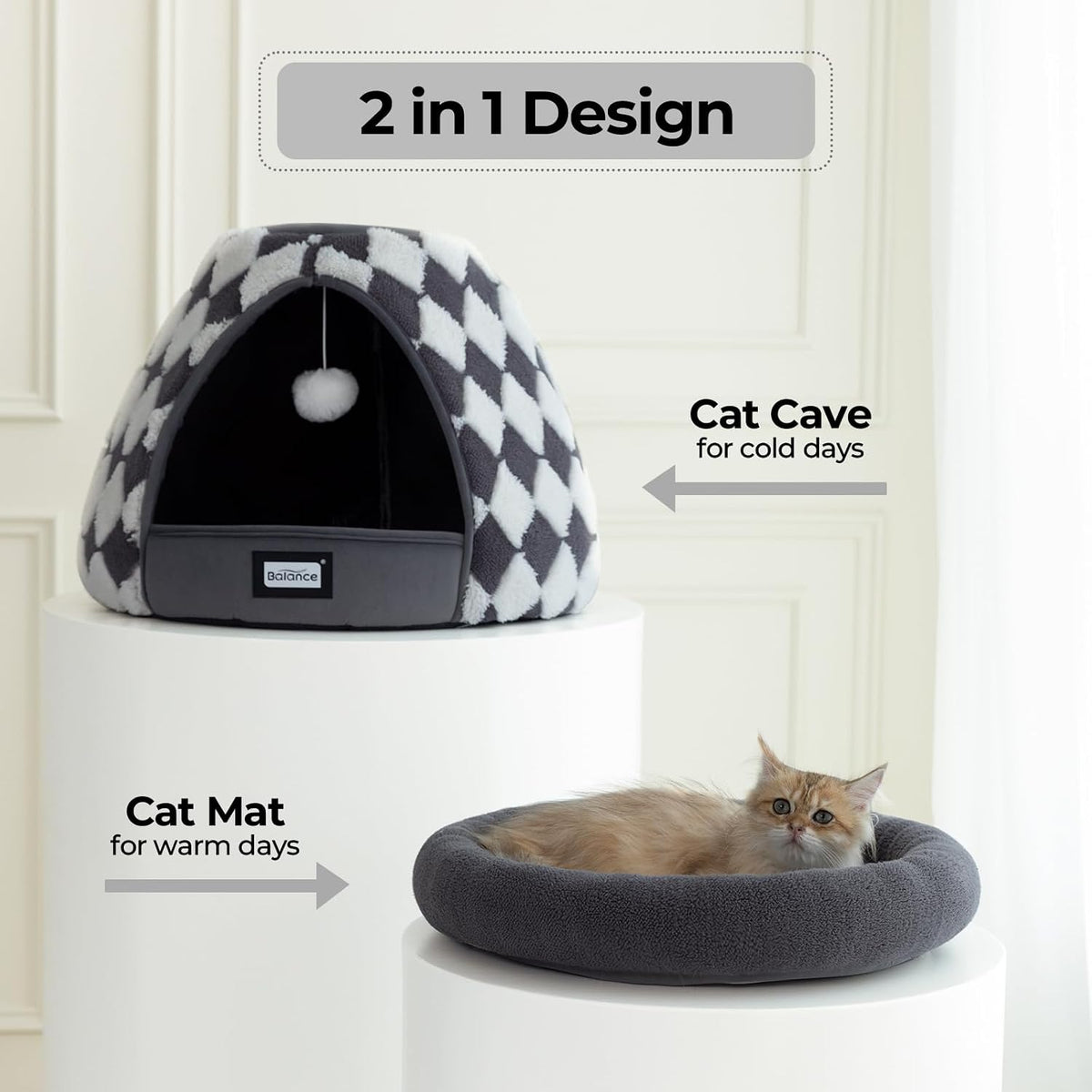 BALANCE Cat Beds for Indoor Cats - 21"L x 21"W x 16"Th / Dark Grey - image 4
