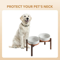 Elevated Dog Bowls, Raised Ceramic Dog Bowl for Small & Medium Dogs – Essentials for Dogs - Double Bowls with Stand- Vanilla White / 7.6CUPS - image 4