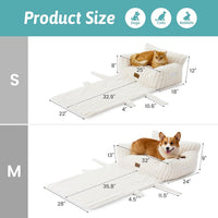 COZY KISS Cute Cat Couch, Fluffy Sofa Bed for Cats and Small Dogs, Premium Faux Rabbit Fur Cats - Cream / Small: 25'' x 18'' - image 3