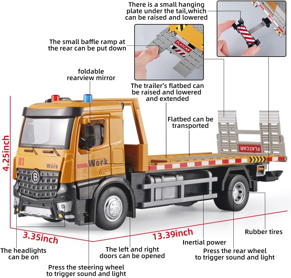 OANMYJJO diecast toy crane truck with extended boom and telescoping hook - view 12
