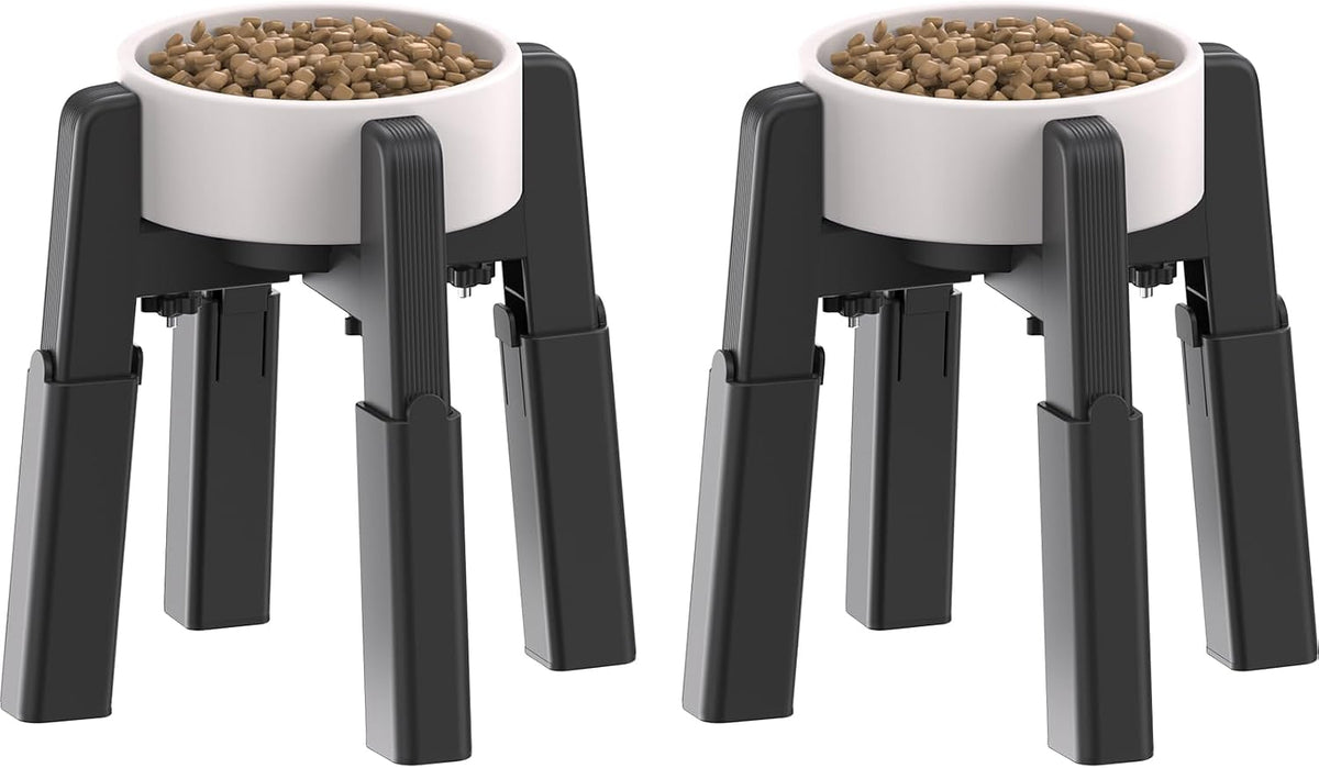 Dog Bowl Stand with Adjustable Height and Width [Stand Only] – Essentials for Dogs - 2 Pack For Bowl / H: 6.3-10.6''; W: 6.1-10.4''