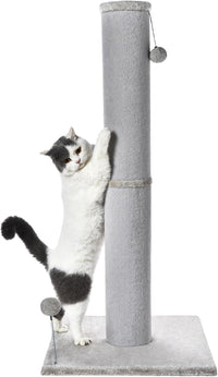 Cat Craft 41" Tall Short Plush Cat Scratching Post for Indoor Cats - Light Gray / Large